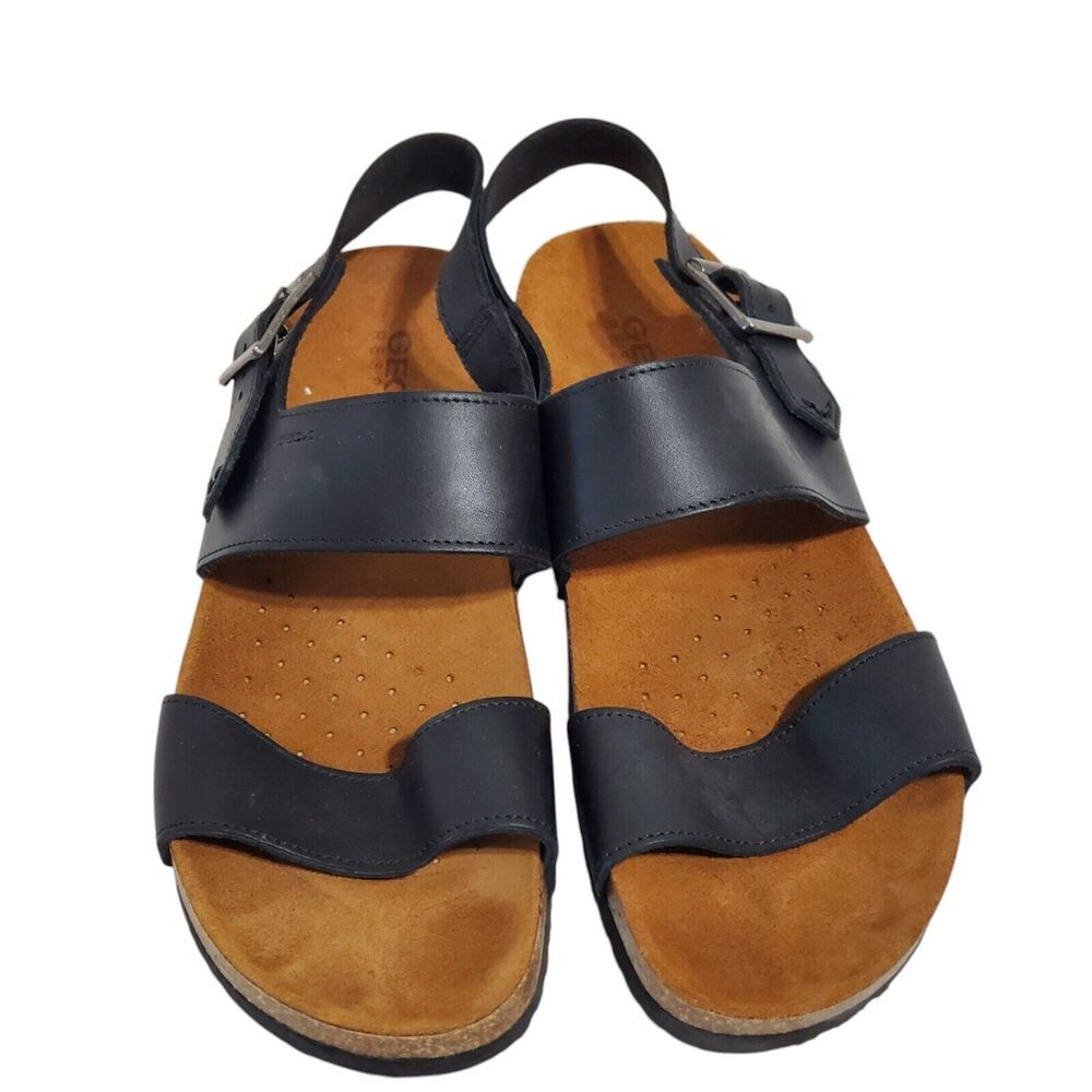 GEOX Mens Size 45/12 Respira 3 Strap Sandals Leather Cork insole Italy LkNw‎ - Picture 2 of 8